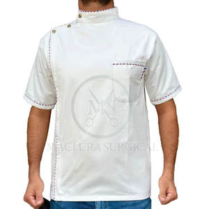 Camisa Profesional de Barbero con Botones a Presión, Material Duradero y Ecológico de Algodón/Poliéster, Bolsillos para Uso en Salón de Belleza - Product Image 1