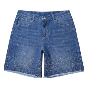 Short en jean décontracté pour hommes, nouveau style sur mesure, couleur unie pour hommes, shorts à strass en denim à vendre, vente en gros - Product Image 1