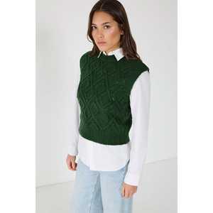 Suéter de Punto sin Mangas con Patrón Geométrico Informal, 100% Acrílico - Product Image 5