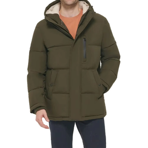 Chaquetas Acolchadas Personalizadas con Capucha y Logotipo, para Hombre, de Lona, Talla Grande, Impermeables, Gruesas, Cálidas, Brillantes, con Cremallera Delantera - Product Image 1