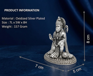 พระฮันมูนนั่ง ชุบเงินแท้ 999 ออกซิไดซ์ จาก Jaipur Metals |   ทองเหลืองแท้ 100% |   ของตกแต่งบ้าน |   ของขวัญวันครบรอบเทศกาลดีวาลี |   7x5x8 ซม. | - Product Image 3