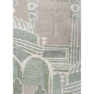 Alfombra Khidki para Sala de Estar, Color Marfil, Tejida a Mano con Lana y Seda de Bambú, Diseño Novedoso para Decoración de Pasillos del Hogar -LRB-13020 - Product Image 3