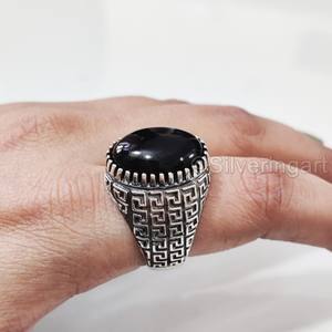 Bague pour homme en argent sterling 925 avec pierre précieuse onyx noir naturel, pierre de naissance de décembre, toutes tailles, bijoux arabes fins, vente en gros - Product Image 3