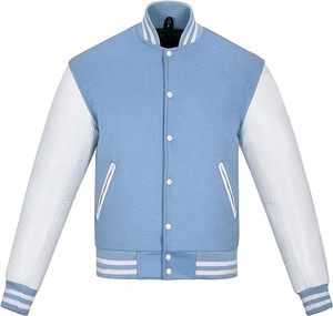 High Quality <b>Wool</b> Letterman Varsity Jacket Men's Women's Personalized High Street Hooded Collar Canvas Fabric Light Color Winter - Product Image 5