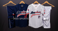 Ensemble de maillot et pantalon de baseball personnalisé respirant de haute qualité imprimé par sublimation, col en V, unisexe, 100% polyester mesh 120g IRSA SPORTS