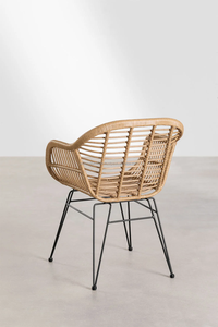 Juego de comedor moderno contemporáneo, mesa de comedor de madera de Metal Rectangular, 6 sillas de ratán, cocina, salón, Hotel, Villa, banquete, restaurante - Product Image 4