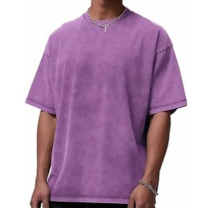 T-shirt de couleur rose pour homme avec logo privé personnalisé T-shirts délavés à l'acide T-shirt vintage à manches courtes et coupe ample avec épaules tombantes en pierre oversize - Product Image 6