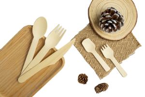 100% naturel biodégradable Magnolia Conifera bois couverts ensemble compostable cuillère fourchettes couteaux Restaurant hôtel fête jetable - Product Image 2