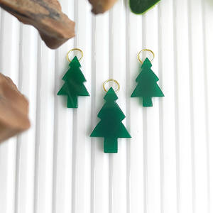 Christmas Tree Green Onyx Gemstone 20x25 MM <b>Pendant</b> Hand Carved Gemstone <b>Charm</b> Necklace - Product Image 4