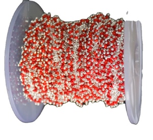 Top Quality Silver Plated Lovely Red Coral Miyuki bead chain, Handmade beaded jewelry making thick <b>rosary</b> chain - Product Image 1