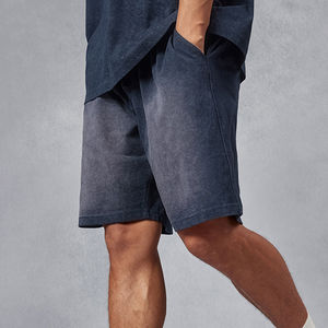 กางเกงขาสั้นผ้าฝ้ายฝรั่งเศสเทอร์รี่สำหรับผู้ชาย XS สกรีนลายกรดซัก3XL ตาข่ายแข็ง - Product Image 2