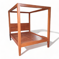 Lit mural élégant de style mid-century moderne en bois de mahogany massif, avec baldaquin artisanal, taille Queen/King, haute qualité pour la chambre à coucher