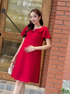 Vestido de maternidad cómodo de verano V1212 Diseño floral Bordado Seda Gasa Recto Material suave Resiste la decoloración - Product Image 2