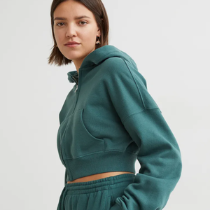 Sweat-shirt d'hiver surdimensionné pour femmes, manches longues, en molleton épais et lourd en coton, tissu tricoté uni, couleur et logo personnalisés - Product Image 5