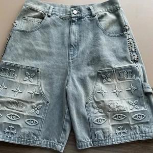 กางเกงขาสั้นผ้ายีนส์สำหรับผู้ชายแห้งเร็วกางเกงขาสั้นแบบลำลองสำหรับฤดูร้อน100% ทันสมัย - Product Image 1