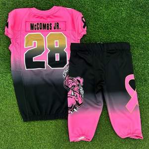 Ensemble de maillots de football américain personnalisés de haute qualité Vêtements de sport OEM avec manches courtes Vente d'uniformes imprimés par sublimation - Product Image 2