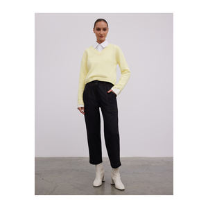 Pantalones de Cintura Alta en Mezcla de Algodón con Costuras en Contraste Transpirables - Product Image 2