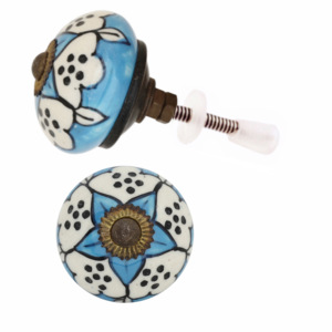 Bleu Floral moderne boutons en céramique tiroir armoire poignée tire cuisine commode chambre salle de bain appartement extérieur salon - Product Image 2