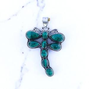 Pendentifs en argent faits à la main, accessoires en pierre de malachite, bijoux fins, prix de gros, pendentifs - Product Image 2
