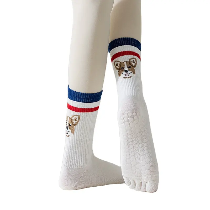 Носки для йоги, детские носки средней длины с пятью пальцами, весенние и летние спортивные носки, для бега, фитнеса, профессиональные Носки для пилатеса