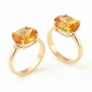 Anillo Redondo de 10 mm con Circonita Cúbica Amarilla en Plata de Ley 925 Chapada en Oro de 18K, Anillo de Fiesta de Boda, Joyería con Piedras Preciosas - Product Image 3