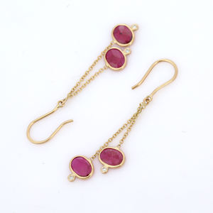 Pendientes colgantes de GEMA de rubí para mujer, piedra Natural, hecho a mano, oro amarillo sólido de 18k, joyería personalizada - Product Image 3