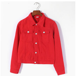 Chaqueta vaquera de algodón transpirable con bordado, de talla grande, a la moda, para adultos, de color liso, con solapa y botonadura sencilla, venta al por mayor. - Product Image 4