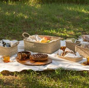 ตะกร้าสานใส่ผ้าหญ้าทะเลพร้อมที่จับ - Product Image 3