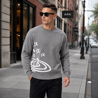 Suéter Personalizado con Logotipo Frontal para Hombre, Diseño de Dibujos Animados, Cuello Redondo, Informal, para Invierno, Antiarrugas, Antiretráctil, Transpirable, de Poliéster/Algodón