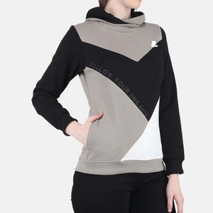 Sudadera con capucha de bloque de algodón 100% extragrande con logotipo personalizado para mujer, forro polar pesado de invierno con bordado de diamantes de imitación, diseño impreso con logotipo - Product Image 5