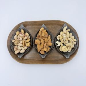 ชุดชามใส่ผลไม้อบแห้งรูปใบไม้อะลูมิเนียมยอดนิยม 3 ใบ พร้อมถาดไม้  ตกแต่งและสกรีนโลโก้ได้ตามต้องการ สำหรับงานเลี้ยงที่บ้าน งานแต่งงาน  ขั้นต่ำในการสั่งซื้อน้อย - Product Image 2