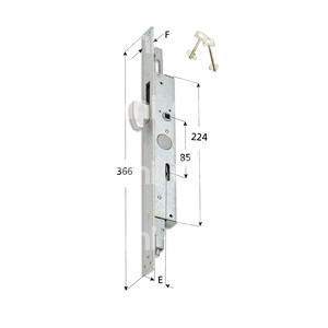 SERRURE OBTURATEUR SERRÉ Insert Triple DOUBLE MAP Serrure à poignée ambidextre avec clé galvanisée 2 clés - Product Image 1