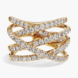14K Yellow Gold <b>Diamond</b> Wrap Fashion <b>Ring</b> 1 Ct Natural Round <b>Diamond</b> Prong Set Statement <b>Ring</b> - Product Image 1