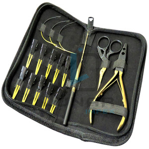 Petit kit de formation d'extension de cheveux pour les étudiants Outils d'extension de cheveux de qualité supérieure à bas prix Hot Black Matte & Gold Color - Product Image 4
