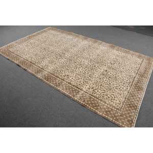 Turkish Vintage Rug 5.6x9.4 ft, <b>Brown</b> Floral <b>Wool</b> Rug - Product Image 2