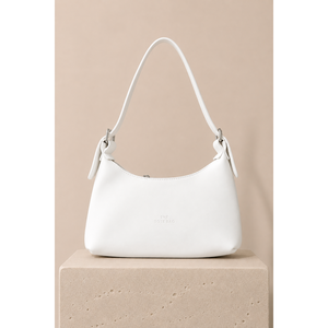 Sac à main et à bandoulière en cuir souple couleur écru, accessoires de mode - Product Image 1