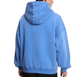 100% coton hiver plaine teint goutte épaule surdimensionné sweats à capuche zippés pour hommes personnalisé hommes poids lourd polaire fermeture éclair à capuche - Product Image 3