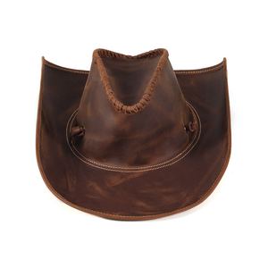 Chapeaux de cow-boy en cuir de vache de conception professionnelle, matériau solide de haute qualité, chapeau en cuir unisexe pour l'extérieur - Product Image 5