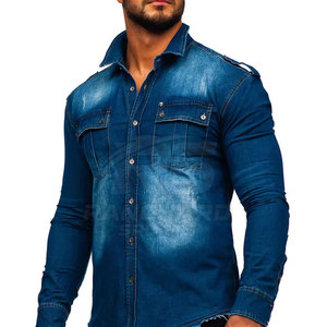 Chemise en jean pour homme, mode streetwear, manches longues, chemise de soirée, chemise en jean pour homme, vêtements de tous les jours, chemise classique ajustée - Product Image 3