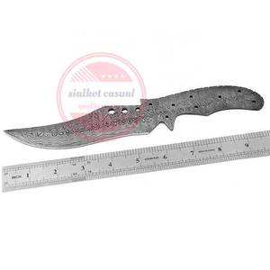 Damasco hoja en blanco hecha a mano Full Tang hoja en blanco caza cuchillo de camping - Product Image 2