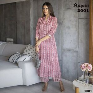 Kurti indien pakistanais en pur tissu mousseline fantaisie avec impression numérique tendance, formel, décontracté, simple, à porter au bureau, avec plazo - Product Image 1