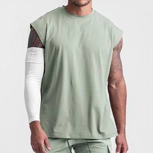 Último diseño 2025 personalizado etiqueta privada de punto Casual algodón lavado entrenamiento hombres camiseta sin mangas corte extragrande Fitness gimnasio - Product Image 4