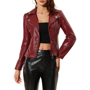 Chaqueta de cuero personalizada de alta calidad para mujer, nueva moda, prendas de vestir exteriores de invierno con tela de lona de procesamiento de punto, venta al por mayor - Product Image 1