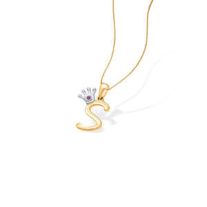 Pendentif en or jaune Alphabet S pour femmes avec accents de cristal et de diamants - Product Image 4