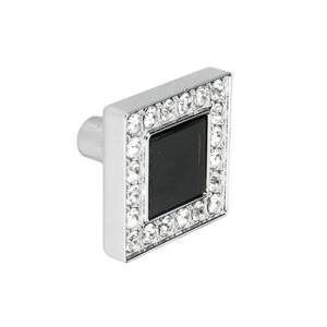 Furniture <b>Knob</b> MIA Square (32x32mm) - Chrome/ <b>Black</b> - Product Image 1
