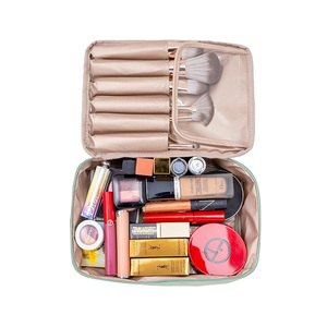 Bolsa de cosméticos de gran capacidad de Color verde de nuevo diseño 2025, la mejor opción, estuche de maquillaje multifuncional de viaje, cierre de cremallera, piedra - Product Image 2