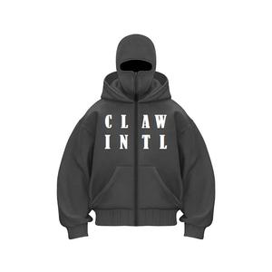 เสื้อฮู้ดดี้สตรีทแวร์ หนัก 450 GSM ทรงหลวม ไหล่ตก ตัดสั้น ซิปคู่ ปิดหน้าเต็มตัว ไซส์ใหญ่ ผ้าฟลีซคอตตอน 100% สำหรับผู้ชาย - Product Image 1