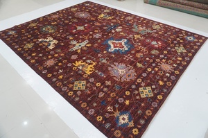 ชุดพรมปูในบ้านทำด้วยมือผ้าขนแกะนิวซีแลนด์ขนาด8x10ใหม่ผ้าขนแกะผ้าฝ้ายสีแดงเข้มสำหรับห้องนั่งเล่น - Product Image 4