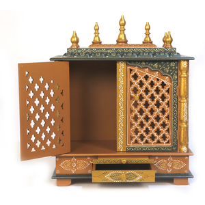 Handcrafted Solid Wood Temple for Home Traditional Wooden Pooja <b>Mandir</b> Hindu Prayer Altar Living Room KA852 - Product Image 3