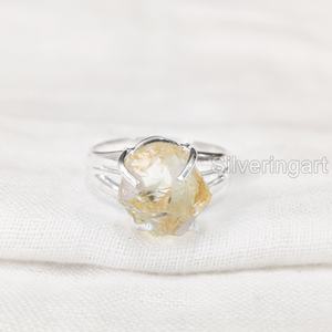 Rough Stone Jewelry Women's <b>Ring</b> Natural Raw Citrine Gemstone November Birthstone <b>Boho</b> <b>Ring</b> Jewelry 925 Sterling <b>Silver</b> <b>Ring</b> - Product Image 2